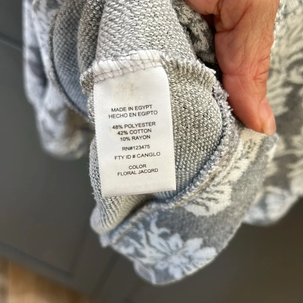 {Ellen Tracy}Sz XL Gray/White Floral Lightweight Sweatshirt - Picture 5 of 7
